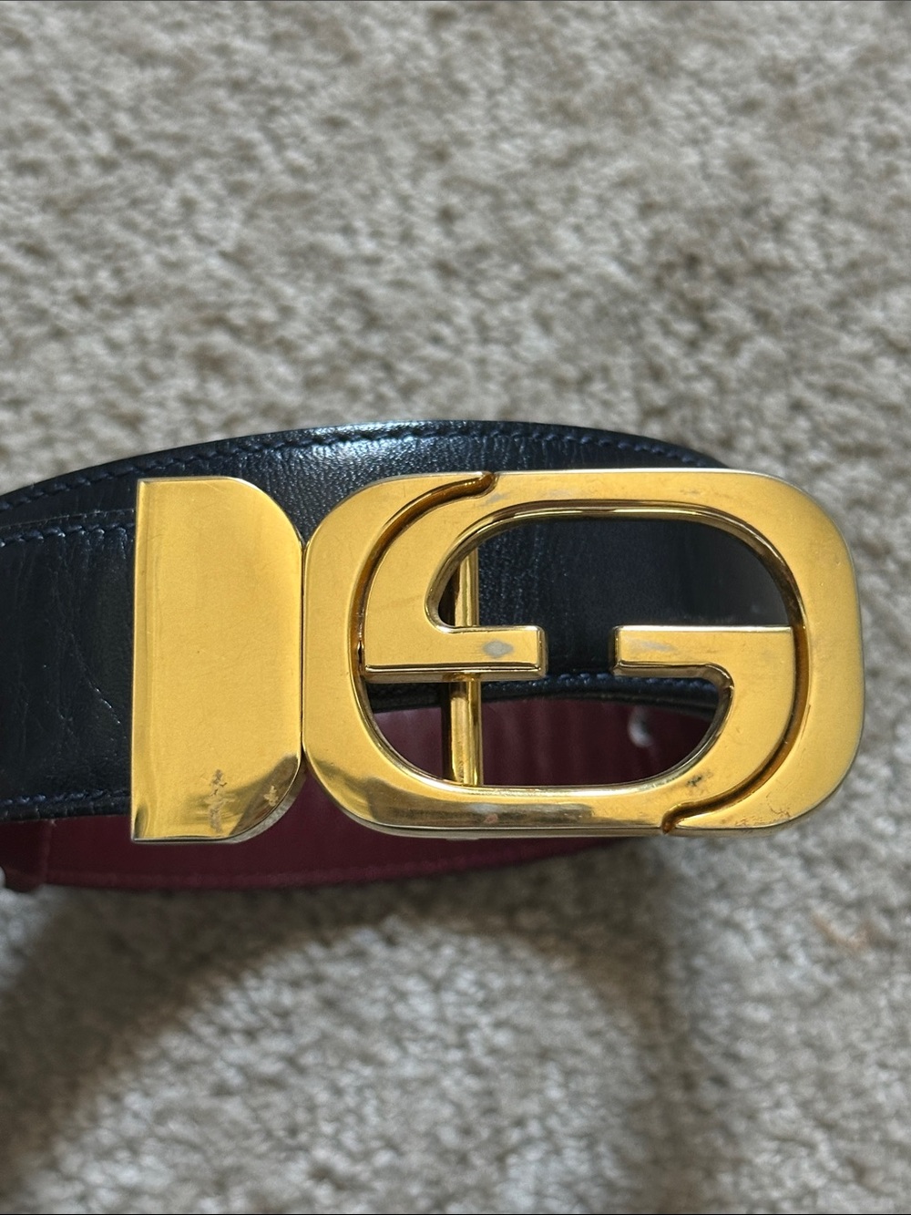 Authentic Gucci Black Leather Women's Belt with Gold Interlocking GG Buckle